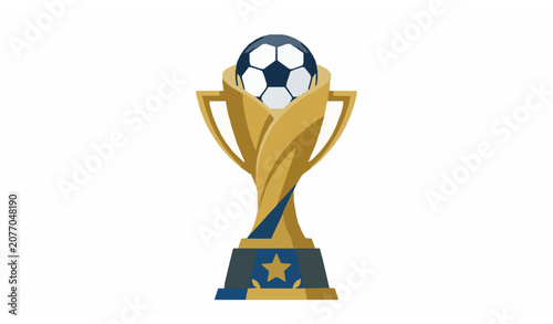 International Football Championship Trophy Vector Illustration with Soccer Ball