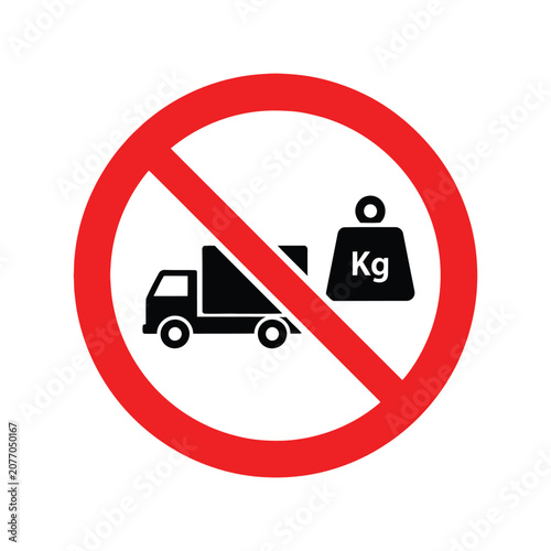 No Heavy Vehicles Allowed Road Sign Vector Illustration with Weight Limit Symbol
