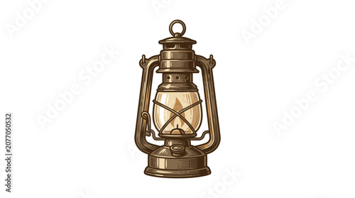 Cuadro en lienzo Vintage oil lantern with glass chimney and metal handle