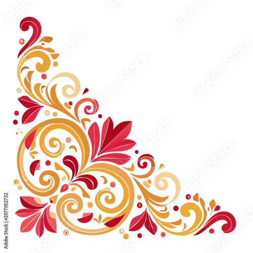 Decorative red and gold corner ornament vector
