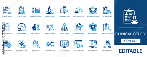 Fényképezés Clinical study icon set