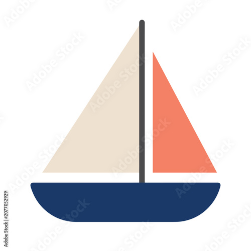 Flat vector icon of a sailboat with two sails