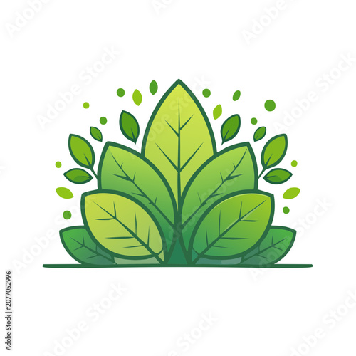 Green leaves flat vector illustration