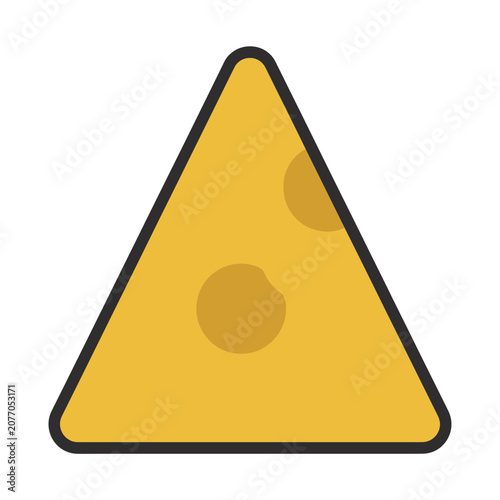 Yellow cheese slice with holes vector illustration