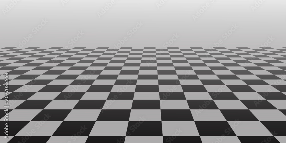 Naklejka premium Black and white checkered floor background with perspective view. Vector Eps 10