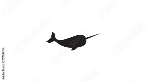 Narwhal Silhouette Icon Vector Illustration