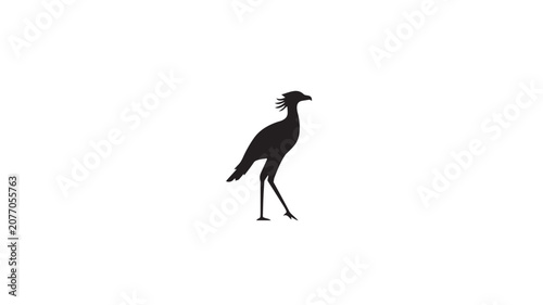 Secretary Bird Silhouette Icon Vector Illustration