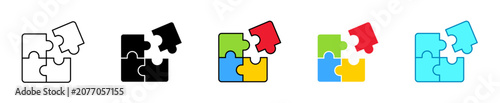 Photos color puzzle separation icon set
