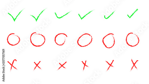 Foto check circle cross symbol set