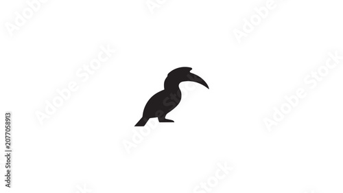 Hornbill Bird Silhouette Icon Vector Illustration