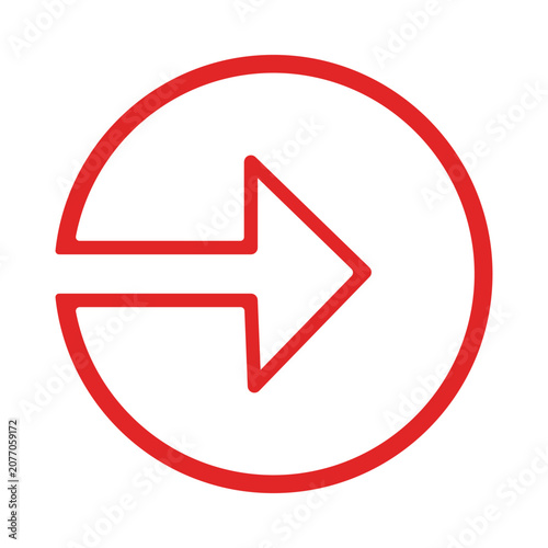 Red circular arrow icon with and right pointing direction
