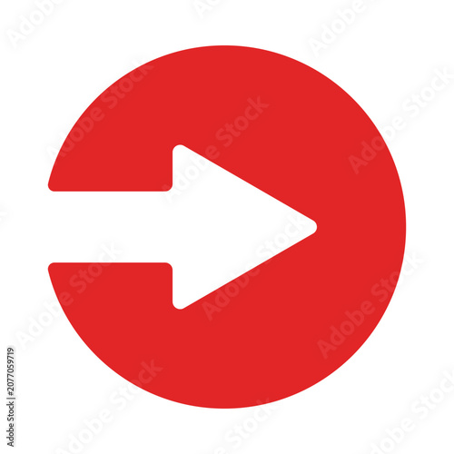 Red circle with a white arrow pointing to the right