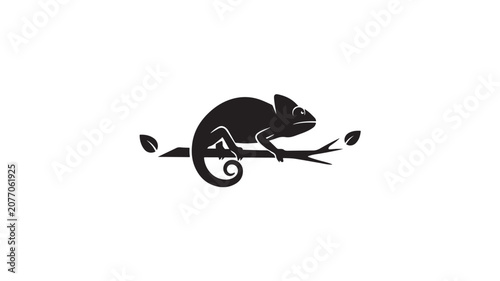 Chameleon Bold Minimalist Vector Icon on Branch