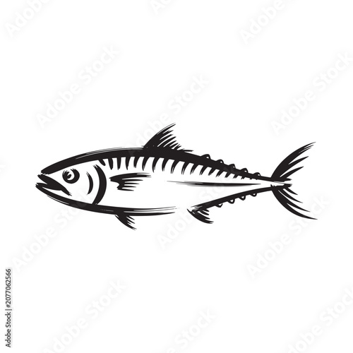 Tuna Fish Silhouette Black And White Graphic Illustration