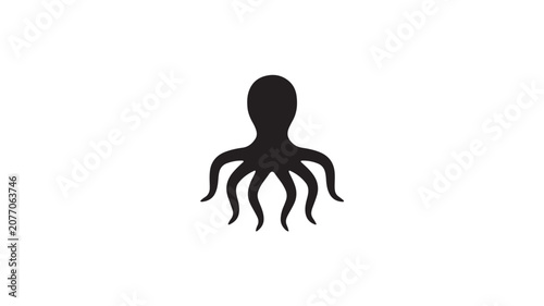 Octopus Minimalist Vector Icon Sea Creature Silhouette