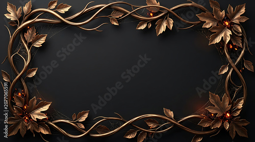 Luxurious golden leaf frame for elegant design projects