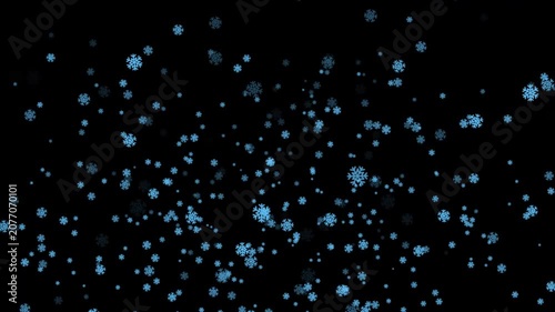 Snowflake Particle Overlay Motion Graphic With Realistic Falling Snow Alpha Channel Transparent black Background Winter Effect