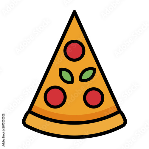 Flat illustration of a pizza slice with toppings