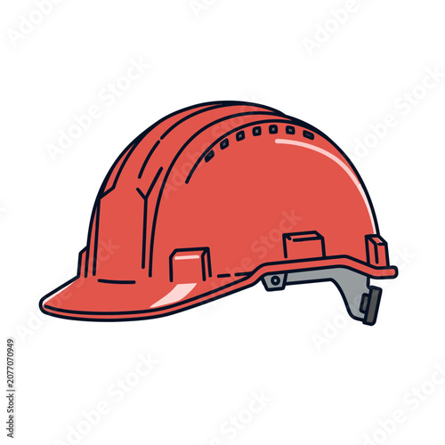 Red hard hat safety helmet vector illustration