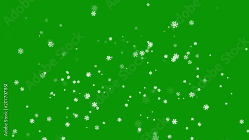 Realistic Snowflakes Falling Animation On green Background With Soft White Snow Bokeh Winter Holiday Motion Graphic 4K