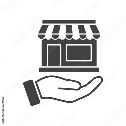 Tableau sur toile Hand Holding Storefront Business Support Icon