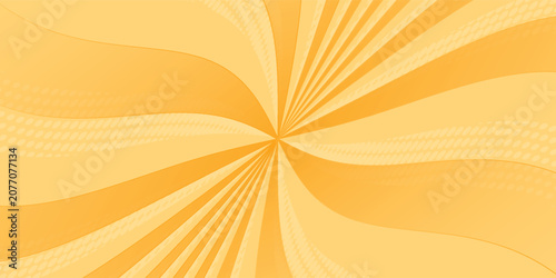 Orange stripes burst lines background. Sun ray light. Radiate sunlight. Vintage stripes halftone radial wallpaper for poster, banner.Circus background of spiral yellow orange rays vector.