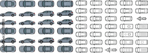 Foto Vehicle CAD block set, top view car symbols for parking layouts, site plans and