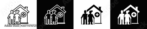 Bild auf Leinwand Nursing Home Icon Set White And Black Background Style