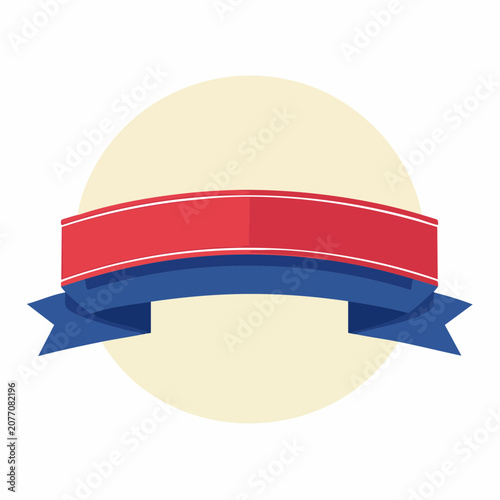 Red and Blue Ribbon Banner with Circle Background