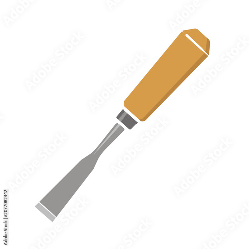Wooden chisel tool flat vector icon