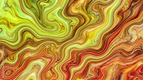Abstract colorful swirling pattern with vibrant green and yellow hues