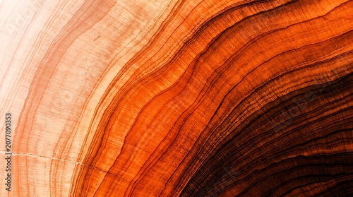 Close-up of Natural Wood Grain Texture with Warm Orange and Brown Tones