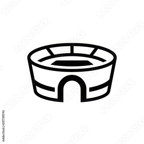 Stadium arena top view outline icon for sports events athletic venues and stadium architecture design projects
