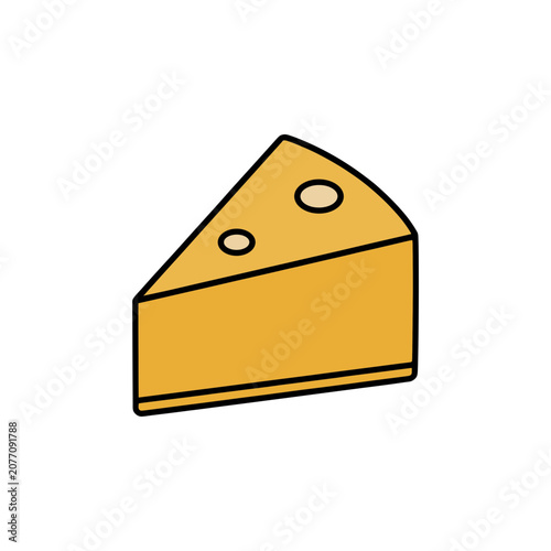 Flat illustration of a cheese slice with holes