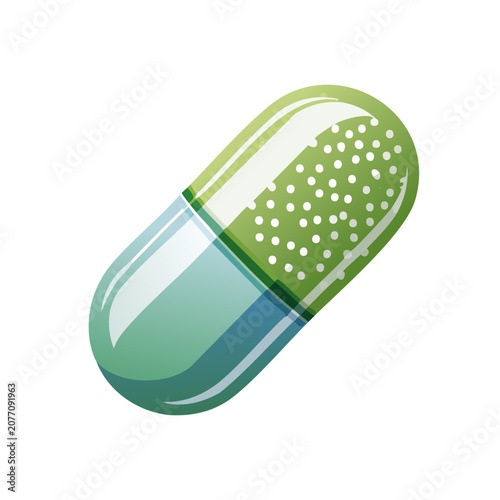 Green and blue capsule pill vector illustration