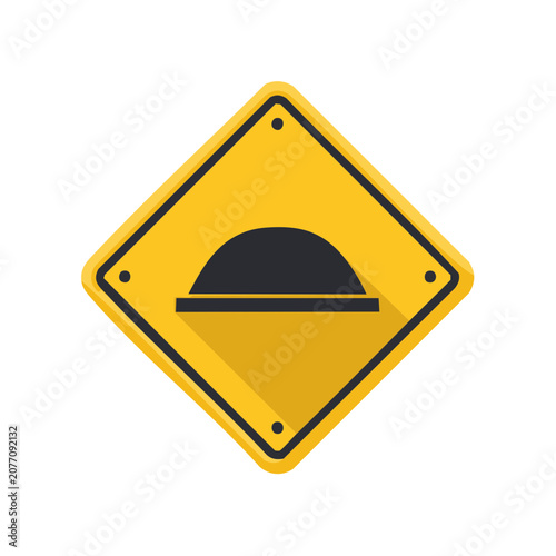 Yellow Speed Bump Warning Sign Vector Icon