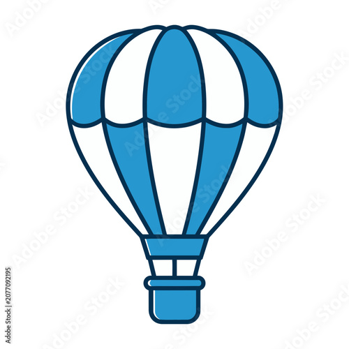 Blue and white hot air balloon vector illustration