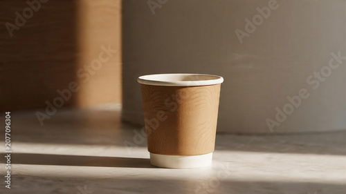 Blank Paper Coffee Cup Mockup on Neutral Background