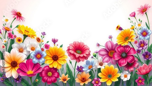 Vibrant vector illustration of assorted birth month flowers,  element,  august