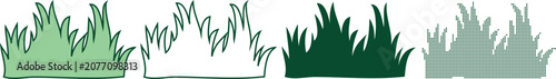 Vector set of various grass styles and textures for design and decoration