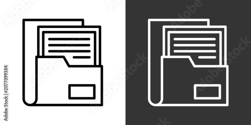 Filing Black And White Icon Set Collection Pack Vector Illustration