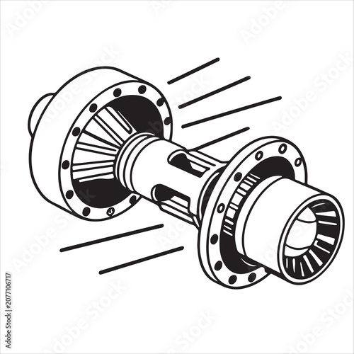 Automotive Dynamic Wheel Hub and Spindle Assembly Technical Line Art Vector