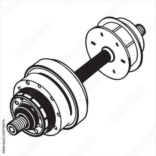 Automotive CV Axle Shaft Assembly with Joints Technical Line Art Vector