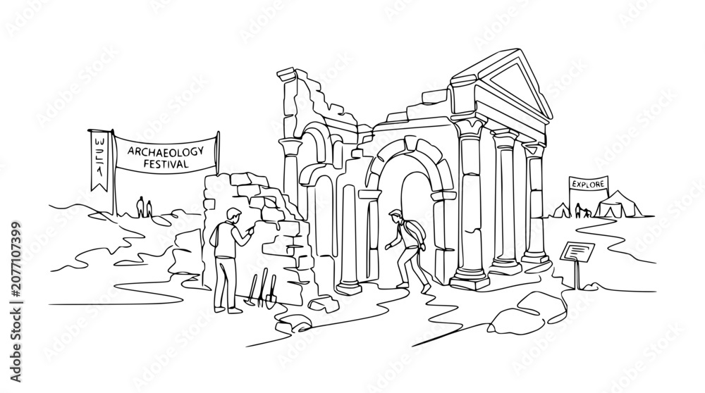 Obraz premium Archaeology Festival: Digging Ancient Ruins, Discovering History, Exploring Past Civilizations