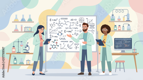 Scientists Team Analyzing Research Data in Laboratory