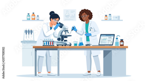 Scientists in Lab: Research, Experiment, Medicine, Science Concept