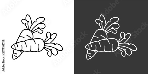 Tableau sur toile Carrot Black And White Icon Set Collection Pack Vector Illustration