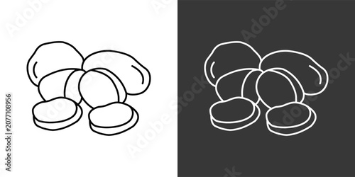 Photos Potato Black And White Icon Set Collection Pack Vector Illustration