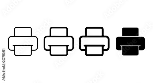 Konstfotografi Printer Icons Set: Modern Line Art and Solid Black Vector Graphics for Office an