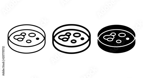 Petri Dish Icons, Microbiology Lab Equipment, Scientific Research Tools, Medical Analysis Vector Set